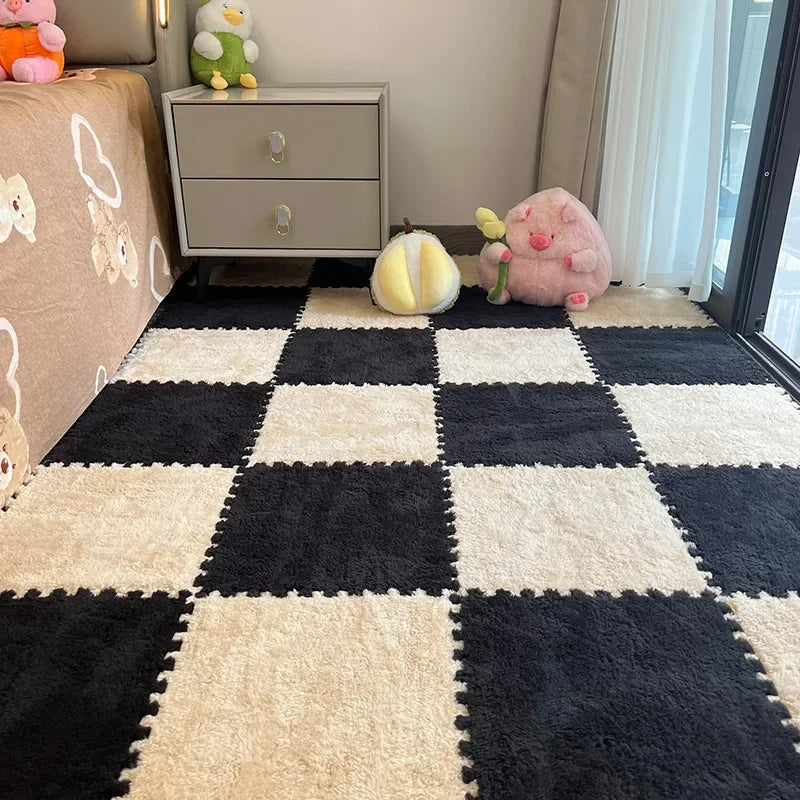 30*30cm X 10 Plush Rugs Bedroom Bedside Patchwork Carpets Window Cushion Ins Style Foam Cushion Cut Remove and Wash Patchwork Mats