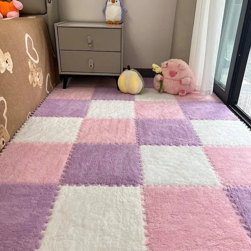 30*30cm X 10 Plush Rugs Bedroom Bedside Patchwork Carpets Window Cushion Ins Style Foam Cushion Cut Remove and Wash Patchwork Mats