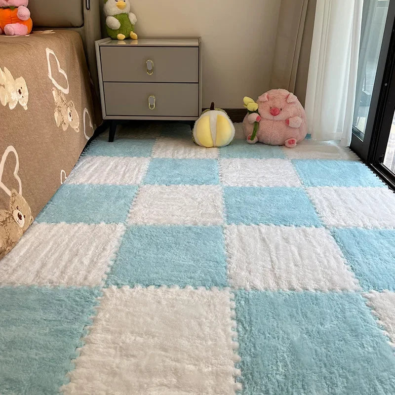 30*30cm X 10 Plush Rugs Bedroom Bedside Patchwork Carpets Window Cushion Ins Style Foam Cushion Cut Remove and Wash Patchwork Mats