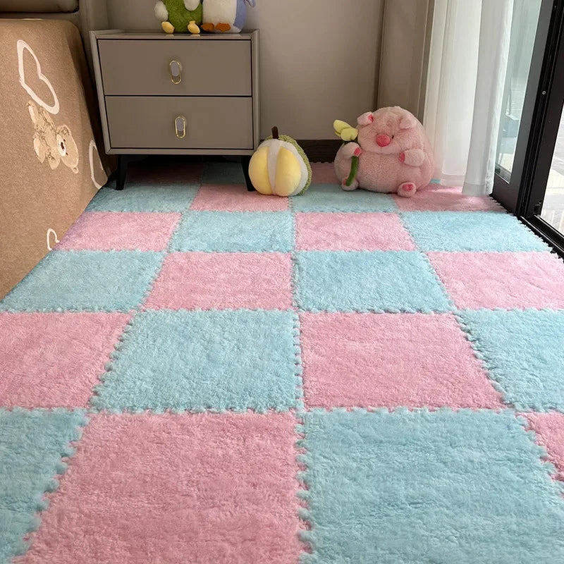 30*30cm X 10 Plush Rugs Bedroom Bedside Patchwork Carpets Window Cushion Ins Style Foam Cushion Cut Remove and Wash Patchwork Mats