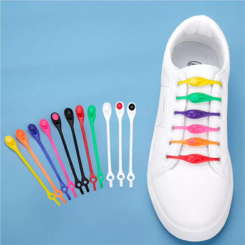 12pcs Portable Round Elastic No Tie Shoelace Silicone Laces For Men Women All Sneakers Fit Strap Lazy Shoe Lace Strings