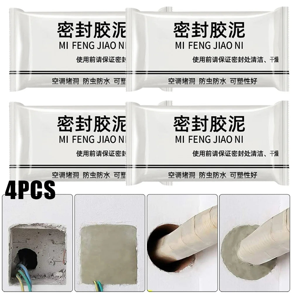 4pcs Wall Hole Sealing Cement Clay Sealant Cover Cracks Waterproof Repair Air Conditioning Hole Air Clay Sealing Mud
