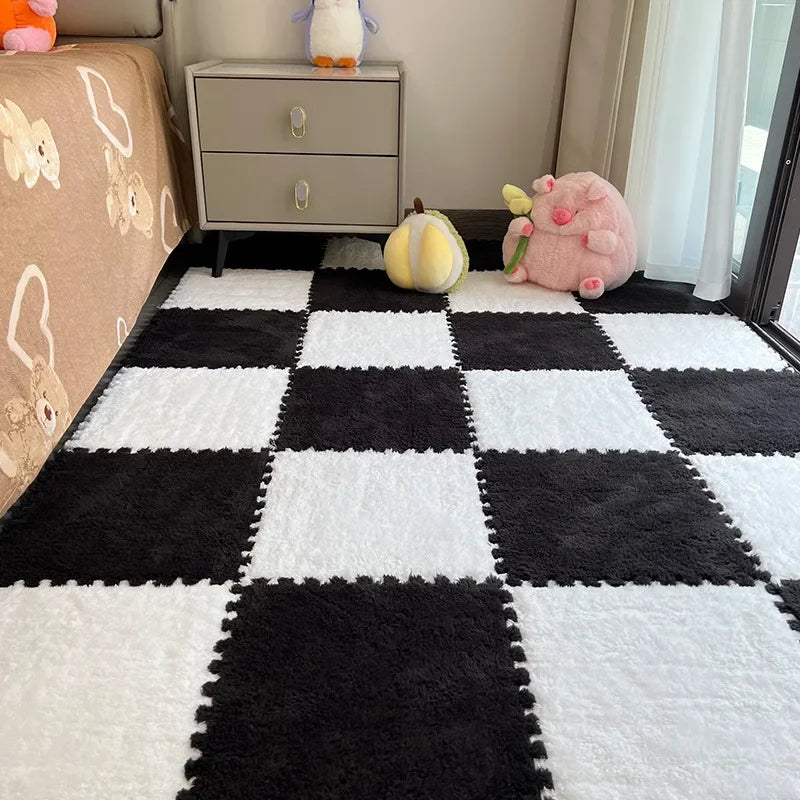 30*30cm X 10 Plush Rugs Bedroom Bedside Patchwork Carpets Window Cushion Ins Style Foam Cushion Cut Remove and Wash Patchwork Mats