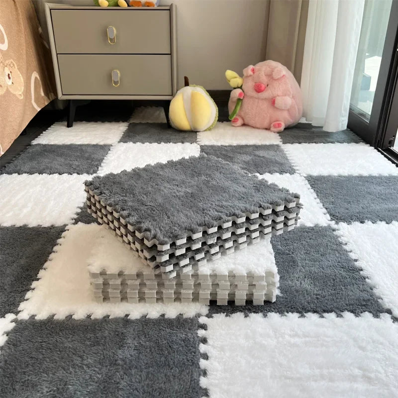 30*30cm X 10 Plush Rugs Bedroom Bedside Patchwork Carpets Window Cushion Ins Style Foam Cushion Cut Remove and Wash Patchwork Mats