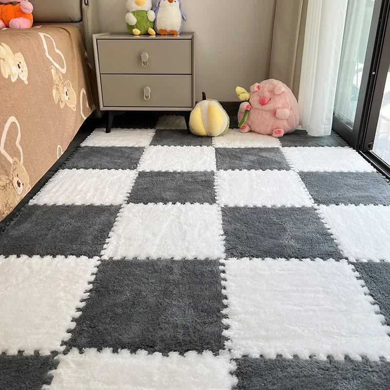 30*30cm X 10 Plush Rugs Bedroom Bedside Patchwork Carpets Window Cushion Ins Style Foam Cushion Cut Remove and Wash Patchwork Mats