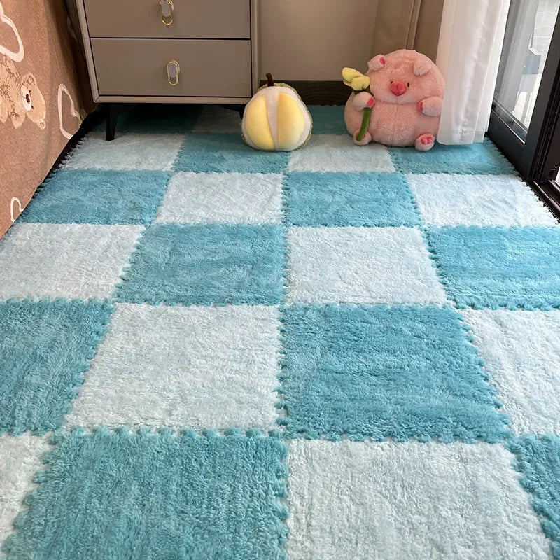 30*30cm X 10 Plush Rugs Bedroom Bedside Patchwork Carpets Window Cushion Ins Style Foam Cushion Cut Remove and Wash Patchwork Mats