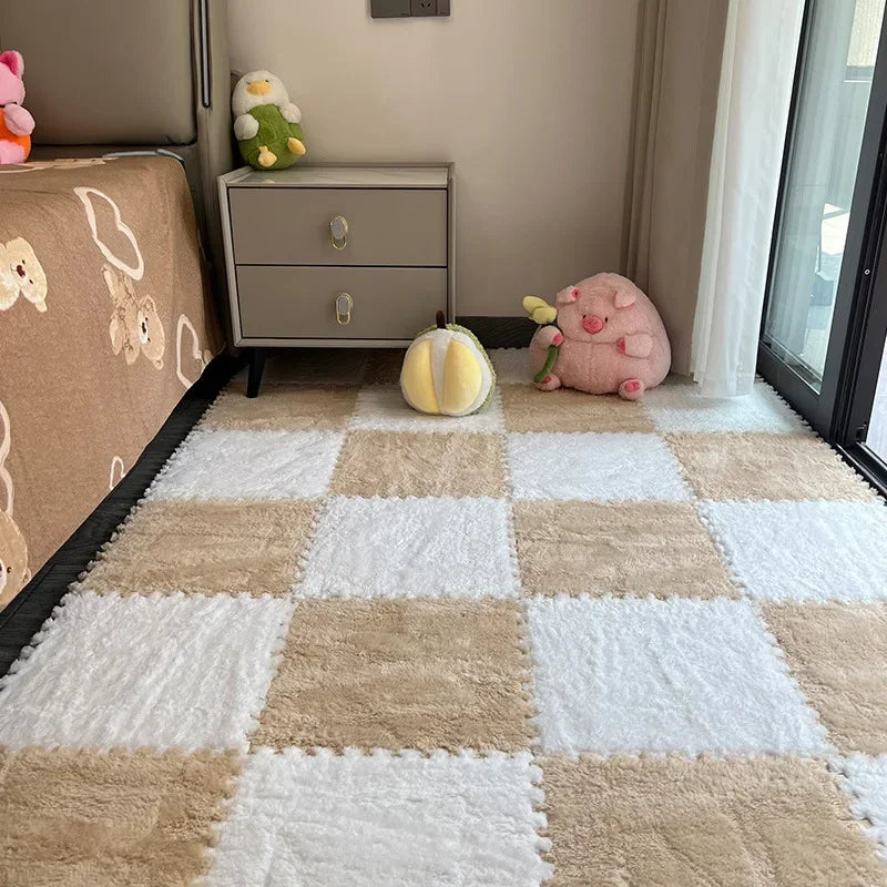 30*30cm X 10 Plush Rugs Bedroom Bedside Patchwork Carpets Window Cushion Ins Style Foam Cushion Cut Remove and Wash Patchwork Mats