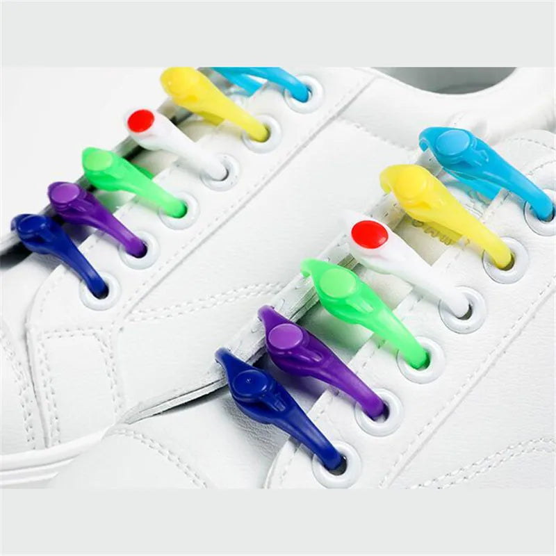 12pcs Portable Round Elastic No Tie Shoelace Silicone Laces For Men Women All Sneakers Fit Strap Lazy Shoe Lace Strings