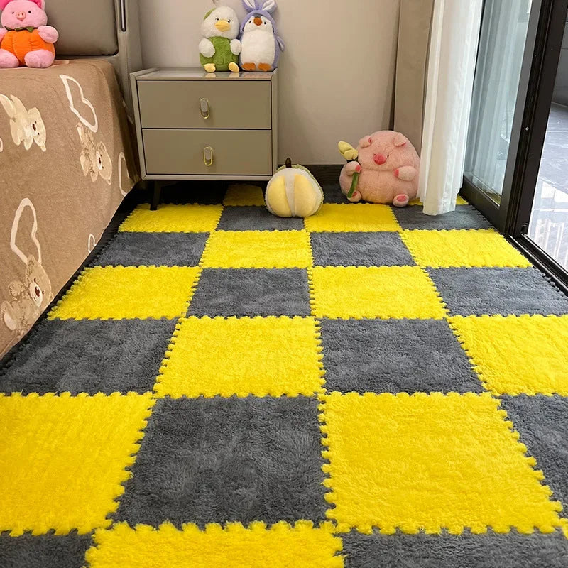 30*30cm X 10 Plush Rugs Bedroom Bedside Patchwork Carpets Window Cushion Ins Style Foam Cushion Cut Remove and Wash Patchwork Mats