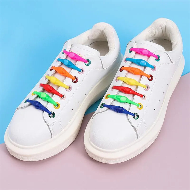 12pcs Portable Round Elastic No Tie Shoelace Silicone Laces For Men Women All Sneakers Fit Strap Lazy Shoe Lace Strings