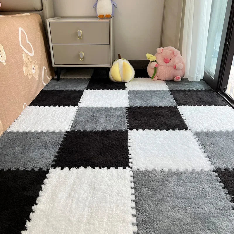 30*30cm X 10 Plush Rugs Bedroom Bedside Patchwork Carpets Window Cushion Ins Style Foam Cushion Cut Remove and Wash Patchwork Mats