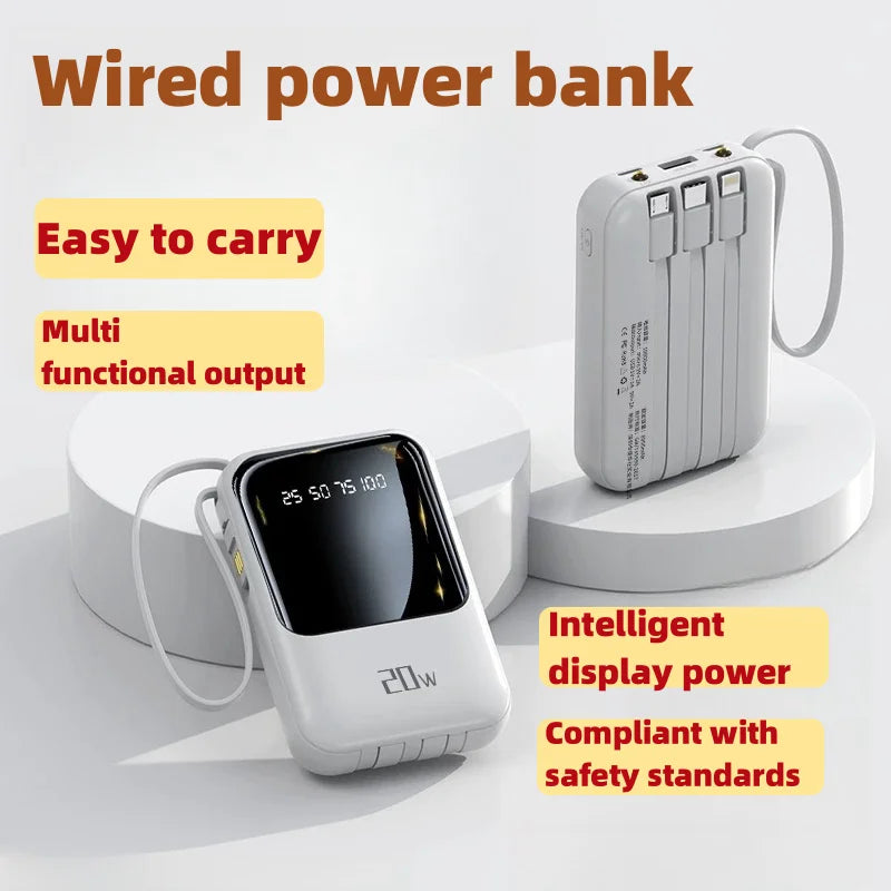 2025 NEW Digital Display Power Bank Comes With 4 Wires Large Capacity PowerBank Mobile Phone External Battery For Xiaomi iPhone