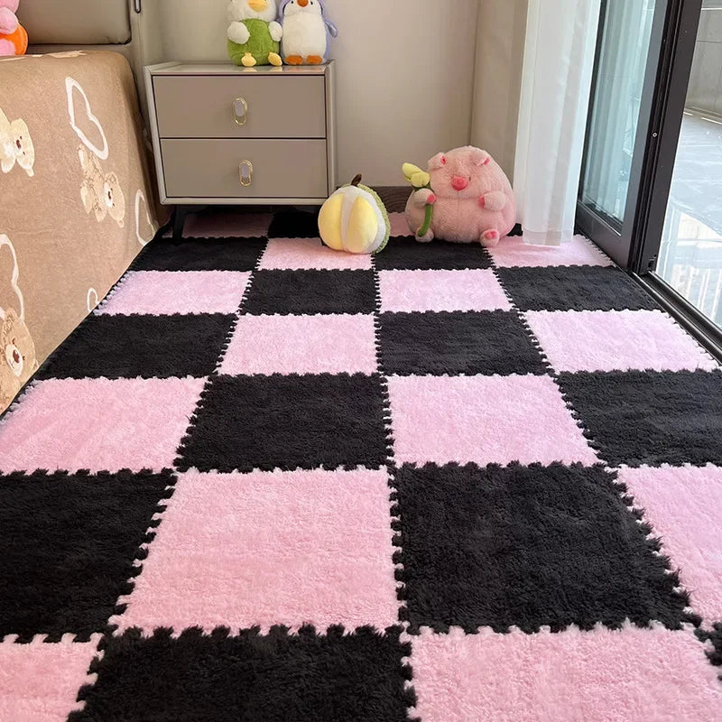 30*30cm X 10 Plush Rugs Bedroom Bedside Patchwork Carpets Window Cushion Ins Style Foam Cushion Cut Remove and Wash Patchwork Mats