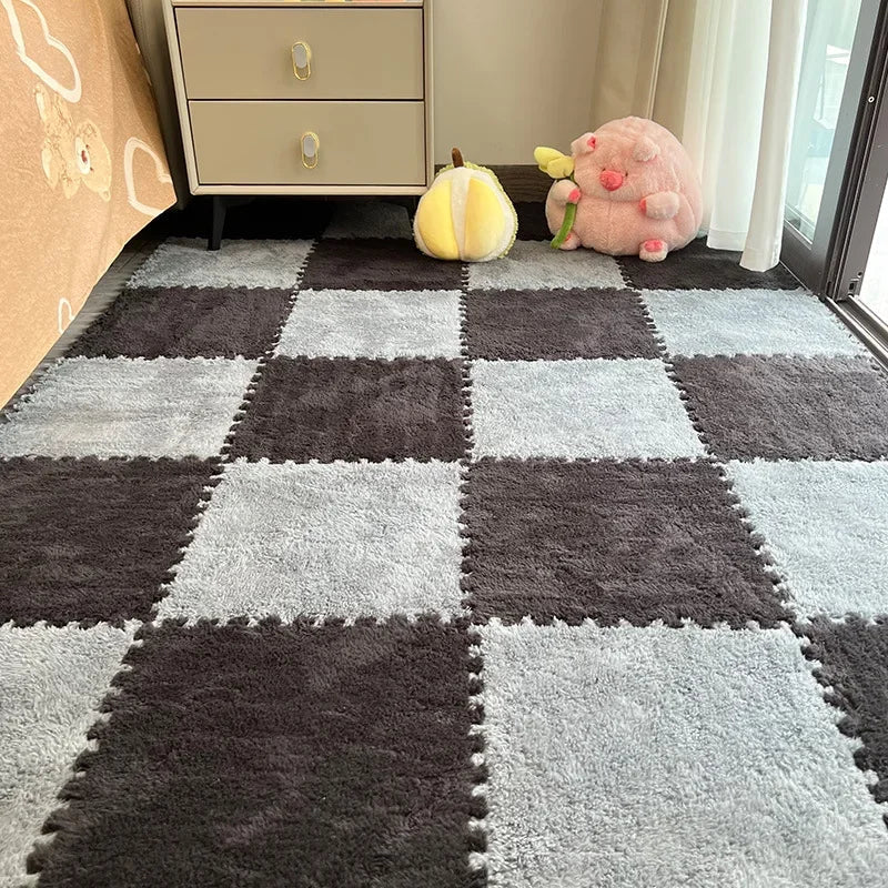 30*30cm X 10 Plush Rugs Bedroom Bedside Patchwork Carpets Window Cushion Ins Style Foam Cushion Cut Remove and Wash Patchwork Mats