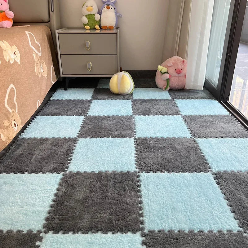 30*30cm X 10 Plush Rugs Bedroom Bedside Patchwork Carpets Window Cushion Ins Style Foam Cushion Cut Remove and Wash Patchwork Mats