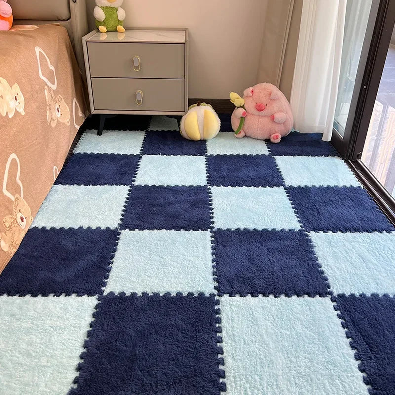 30*30cm X 10 Plush Rugs Bedroom Bedside Patchwork Carpets Window Cushion Ins Style Foam Cushion Cut Remove and Wash Patchwork Mats
