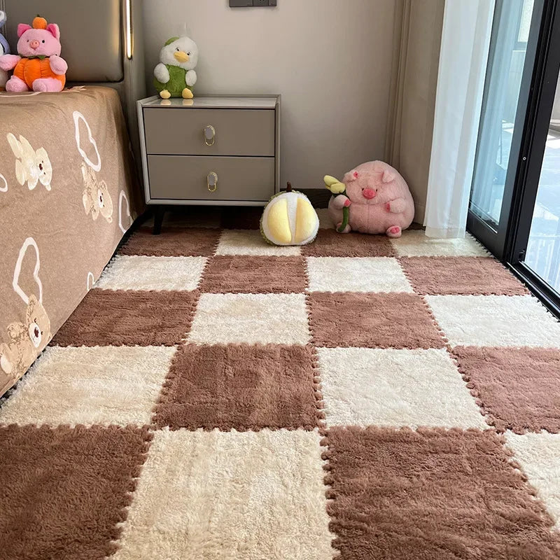 30*30cm X 10 Plush Rugs Bedroom Bedside Patchwork Carpets Window Cushion Ins Style Foam Cushion Cut Remove and Wash Patchwork Mats