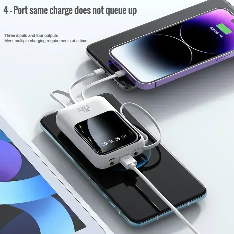 2025 NEW Digital Display Power Bank Comes With 4 Wires Large Capacity PowerBank Mobile Phone External Battery For Xiaomi iPhone