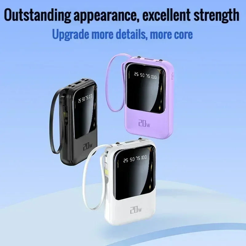 2025 NEW Digital Display Power Bank Comes With 4 Wires Large Capacity PowerBank Mobile Phone External Battery For Xiaomi iPhone
