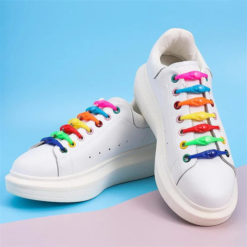12pcs Portable Round Elastic No Tie Shoelace Silicone Laces For Men Women All Sneakers Fit Strap Lazy Shoe Lace Strings