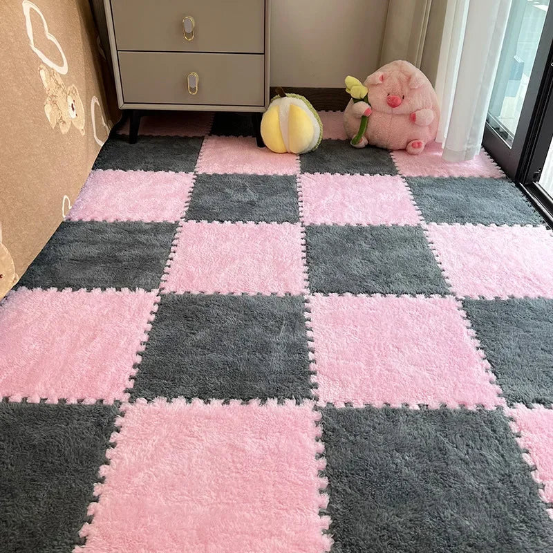 30*30cm X 10 Plush Rugs Bedroom Bedside Patchwork Carpets Window Cushion Ins Style Foam Cushion Cut Remove and Wash Patchwork Mats