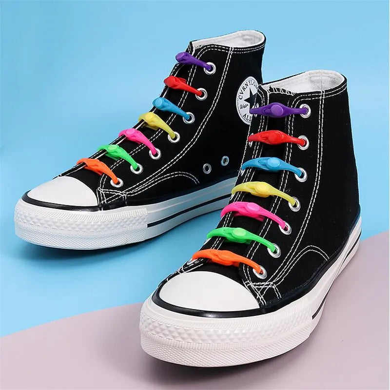 12pcs Portable Round Elastic No Tie Shoelace Silicone Laces For Men Women All Sneakers Fit Strap Lazy Shoe Lace Strings