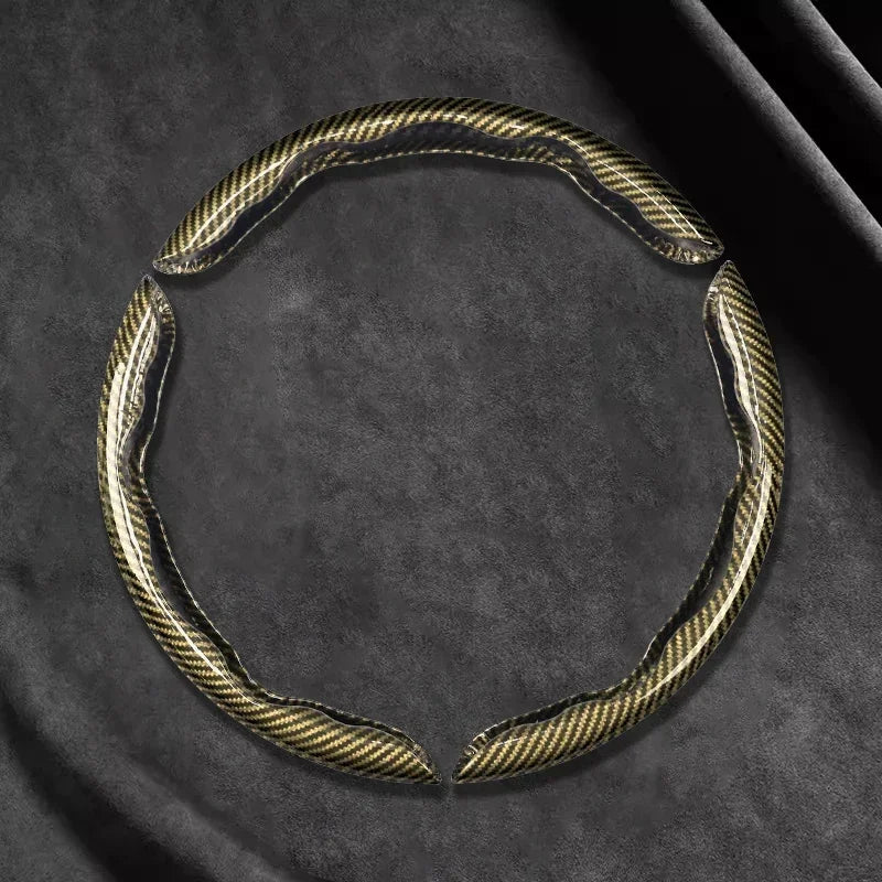 2/3PCS Laser Carbon Fiber Silicone Car Steering Wheel Cover 1K Micro Fiber Leather PVC Wheel Booster Cover Non-Slip Universal