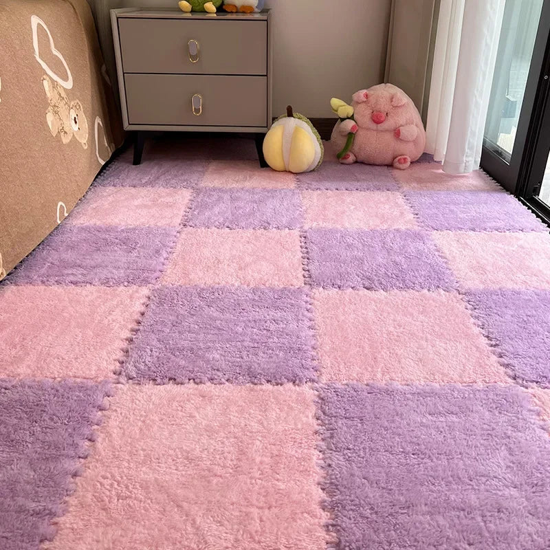 30*30cm X 10 Plush Rugs Bedroom Bedside Patchwork Carpets Window Cushion Ins Style Foam Cushion Cut Remove and Wash Patchwork Mats