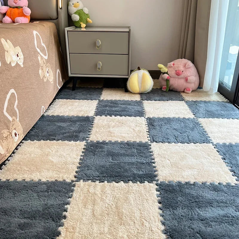 30*30cm X 10 Plush Rugs Bedroom Bedside Patchwork Carpets Window Cushion Ins Style Foam Cushion Cut Remove and Wash Patchwork Mats